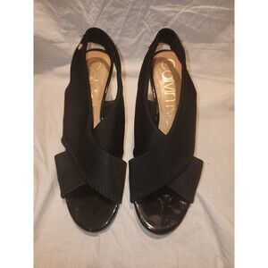 Ladies Calvin Klein Belmona Slingback Black High Heel Wedge Dress Shoe 9 M